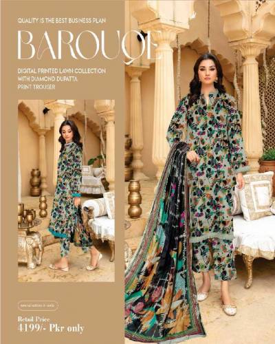 BAROQUE DIGITAL PRINT LAWN ALLOVER 3 PCS 2024