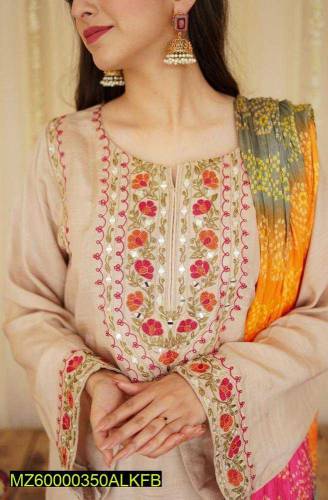 3 Pcs Women's Stitched Lawn Embroidered Suit