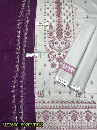  3 Pcs Women's Unstitched Embroidered Suit 