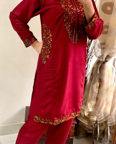 2pcs stitched lilen suits