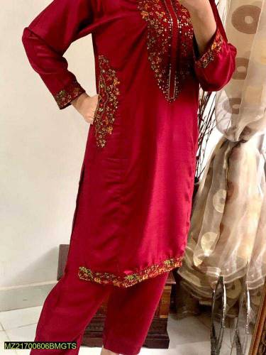 2pcs stitched lilen suits
