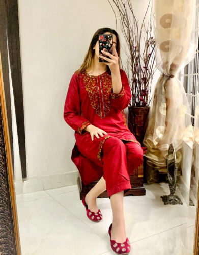 2pcs stitched lilen suits