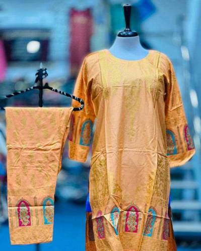 *3D Block Printed 2 Pcs Stitched Suit*