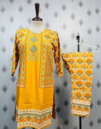 *3D Block Printed 2 Pcs Stitched Suit*