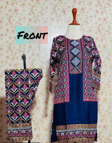*3D Block Printed 2 Pcs Stitched Suit*