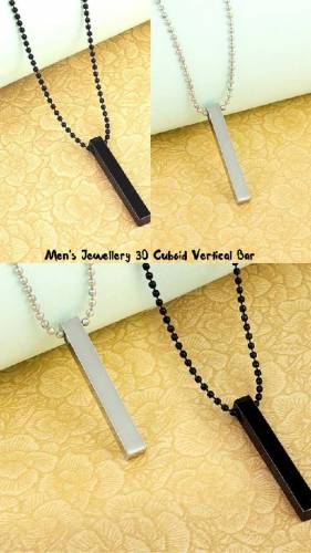 Stainless steel black vertical bar boys pendent, Pack of 2 