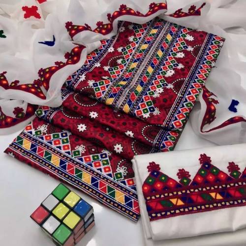 3 Pcs Womens Unstitched Lawn Embroidered Suit