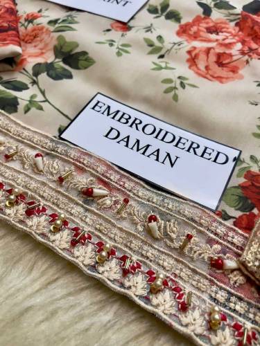 *3 PEC FLORAL DESIGN**BRAND: VANIYA*EMBROIDERED SWISS LAWN WITh COTTON