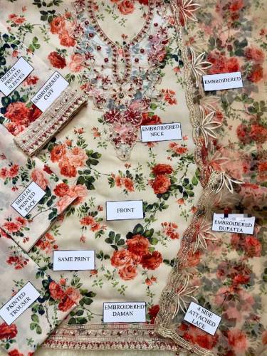 *3 PEC FLORAL DESIGN**BRAND: VANIYA*EMBROIDERED SWISS LAWN WITh COTTON