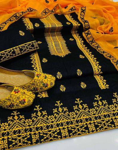3 pcs women unstitch embroidery suit 