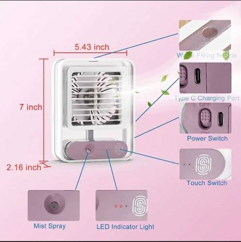 Led Table Fan with transparent spray