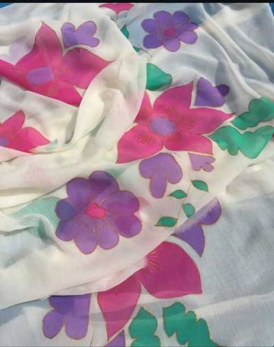 Hand Painted chiffon Dupatta 
