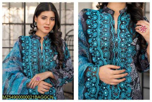 3pce women unstltched Lawn digital print sult