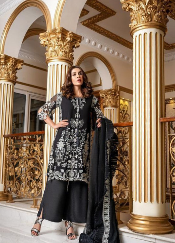 3 pcs Norans chiffon Embroidered suit (Merae Black 🖤)
