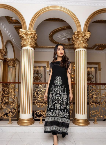 3 pcs Norans chiffon Embroidered suit (Merae Black 🖤)