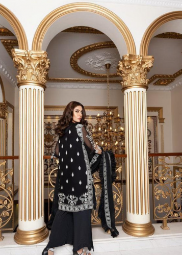 3 pcs Norans chiffon Embroidered suit (Merae Black 🖤)
