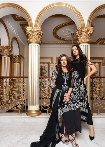 3 pcs Norans chiffon Embroidered suit (Merae Black 🖤)