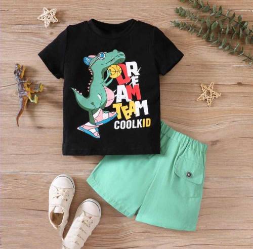 2 peces baby printed set  stitched cotton  tee shirts 
