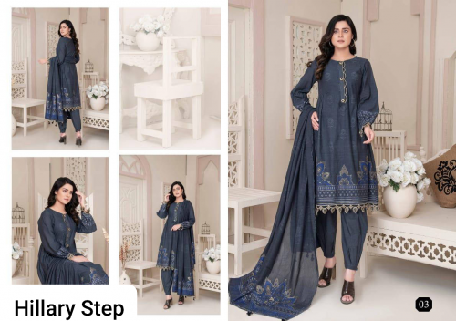 3 Pcs Women's Unstitched Broshia Printed Suit