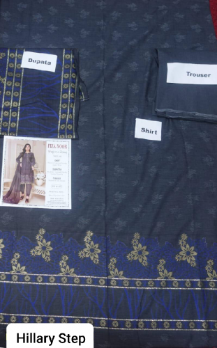 3 Pcs Women's Unstitched Broshia Printed Suit