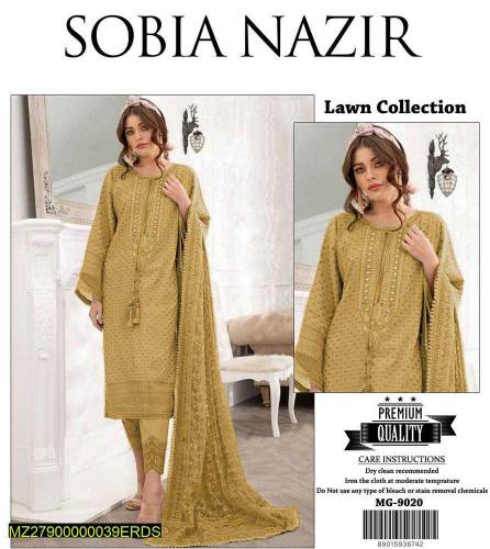 3 pce women unstltched lawn embroidery suit