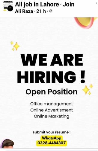 Jobs are available in Lahore