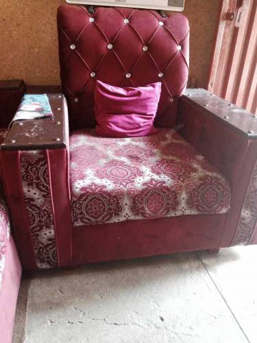 used full sofa set with cushions and covers 