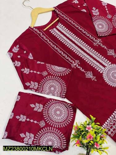 2 Pcs Printed Arabic Lawn Stitched Suit