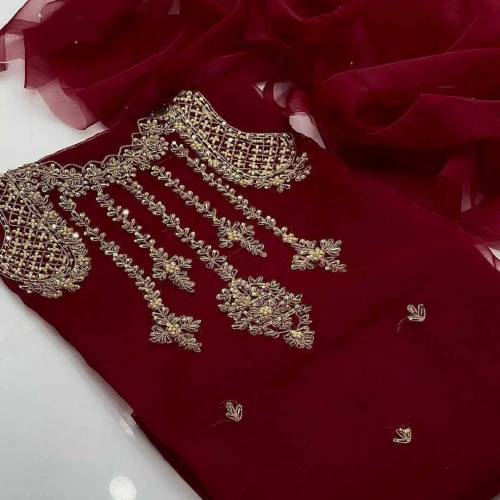 Ladies Dress unstitched Embroidery Suits