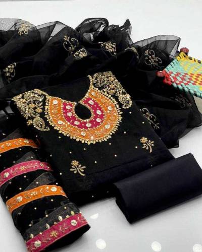Ladies Dress unstitched Embroidery Suits