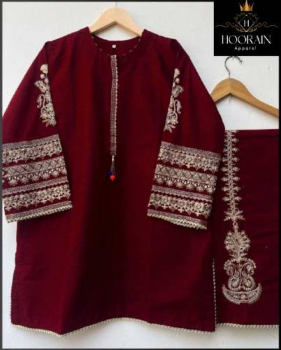 *Hoorain Apparel Arivals*🤩2pcStuff silk Embroidery 