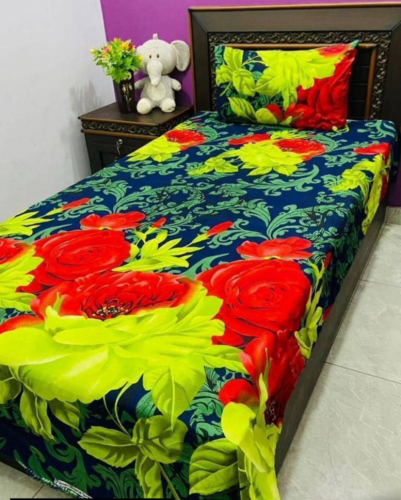 2 PCs Cotton Printed Single Bedsheet