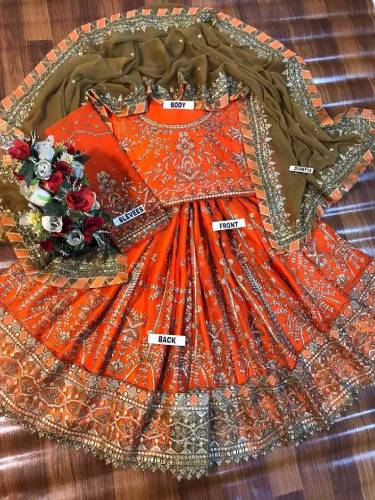 Complete chiffon frock with satin silk trouser