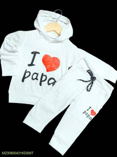 2 pic boys stitches cotton jersey printed hoodie & trouser set