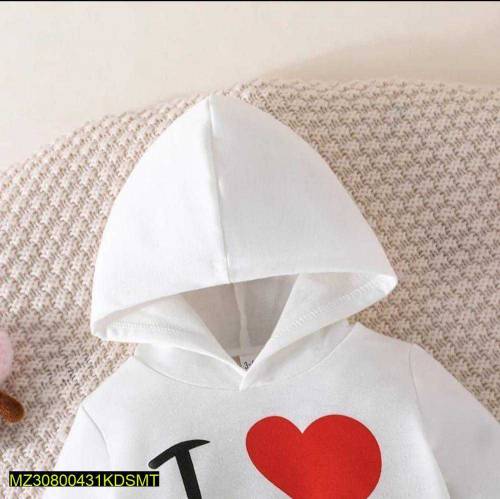 2 pic boys stitches cotton jersey printed hoodie & trouser set