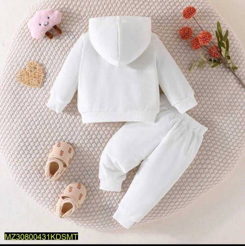 2 pic boys stitches cotton jersey printed hoodie & trouser set