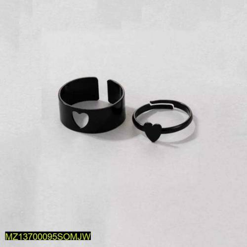 2 pcs trendy adjustable couple heart ring