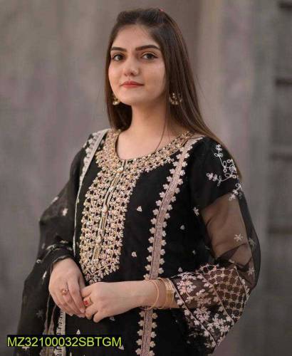 Organza stitched 3 piece suit 