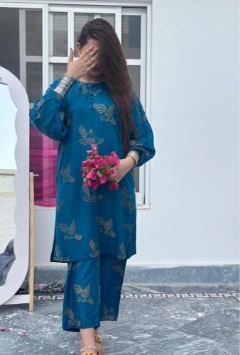 2 Pcs Women's Stitched Linen Printed Suit