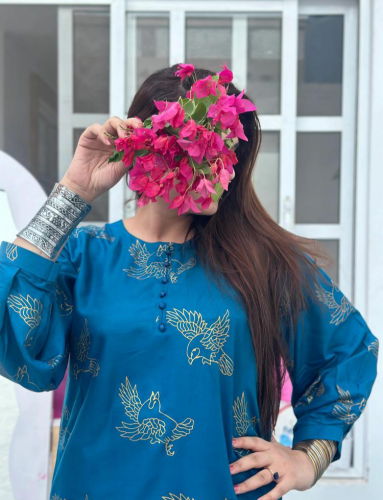 2 Pcs Women's Stitched Linen Printed Suit