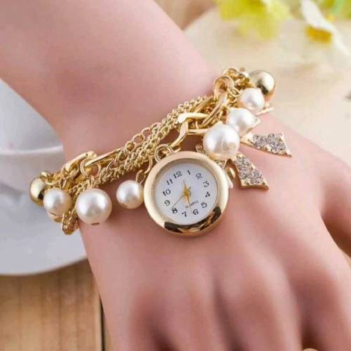 Pearls bracelet watch for girls 