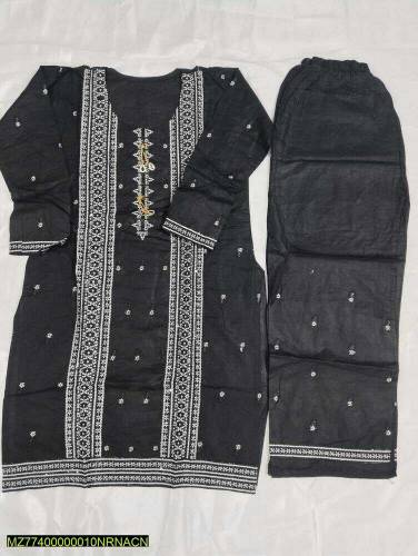 2 pc's woman's stitched cotton Lawn Embroidered suit 