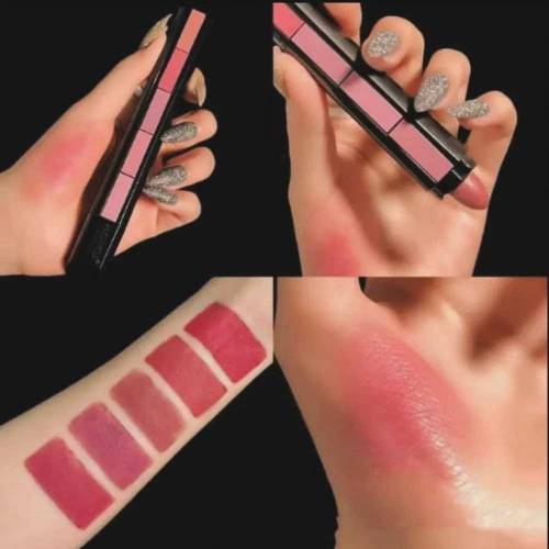 Matte Lipsticks 5 In 1 Red Brown Nude Pink Maroon Waterproof Long Last