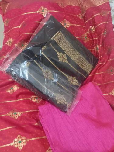 raw silk suit with shawl