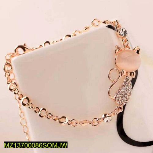 Alloy Rose Gold Plated Opal Cat Bracelet 