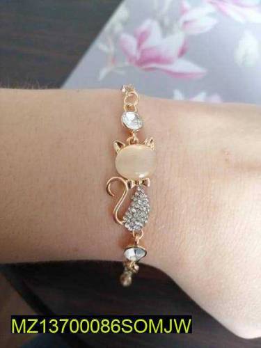 Alloy Rose Gold Plated Opal Cat Bracelet 