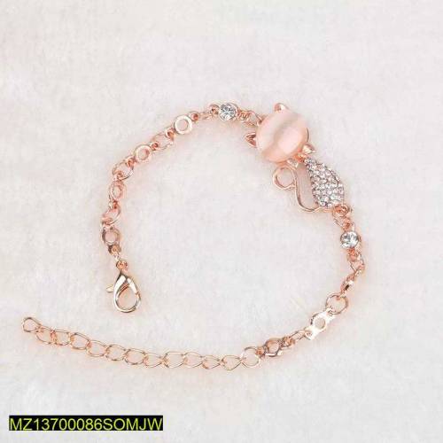 Alloy Rose Gold Plated Opal Cat Bracelet 