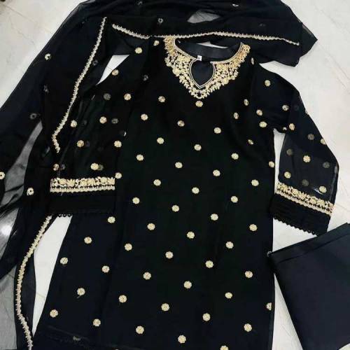 3pc stitched chiffon Embroidery suit 