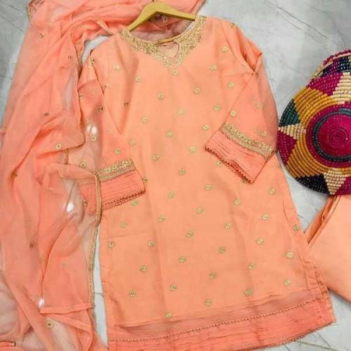 3pc stitched chiffon Embroidery suit 