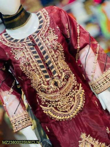 3Pcs women stitch fancy organaza embroiderd suit.